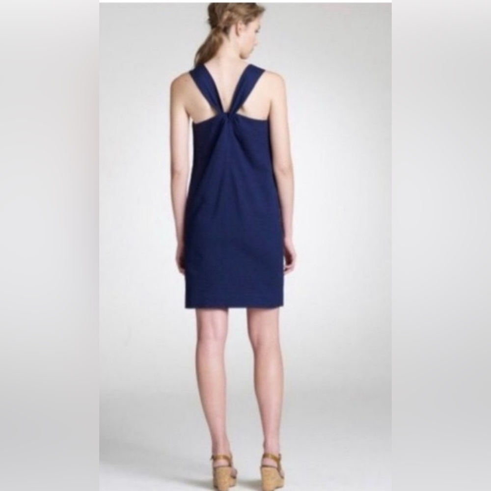 J Crew Racerback Silk Navy Blue Dress